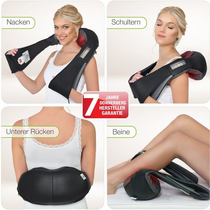 Das Original Donnerberg Nackenmassagegerät NM089 Premium in schwarz Shiatsu-Massage für Nacken, Rücken, Schulter, Beine – Bild 4