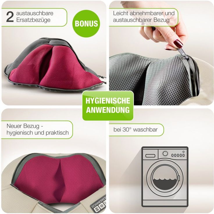 Das Original Donnerberg Nackenmassagegerät NM089 in beige Shiatsu-Massage für Nacken, Rücken, Schulter, Beine – Bild 5
