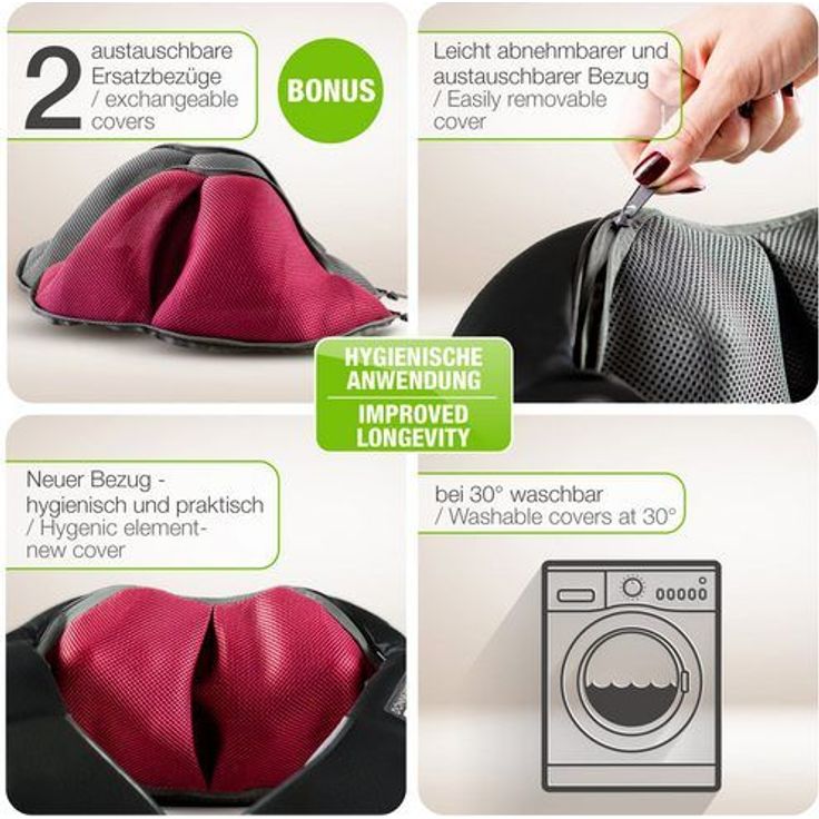 Donnerberg NM090 Nackenmassagegerät Akkubetrieb schwarz Vibrationsmassage Infrarotwärme für Nacken, Rücken, Schulter, Beine – Bild 4