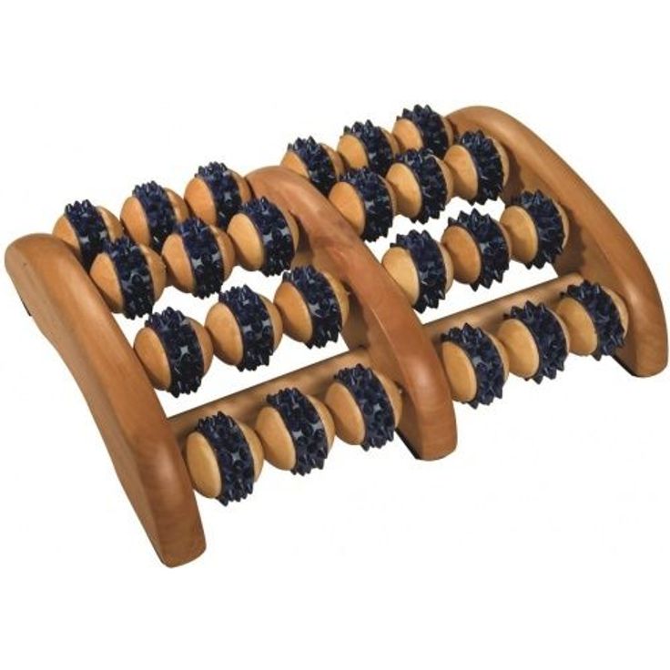 Croll & Denecke Fußroller aus Holz mit 2 x 4 Gummirollen 23 x 18 cm