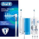 Oral-B Mundpflege-Station: Oral-B PRO 900 elektrischer Bürstengriff + Oxyjet Sprinkler mit Braun Technologie, 4 Oxyjet Aufsätze, 2 Ersatzbürsten