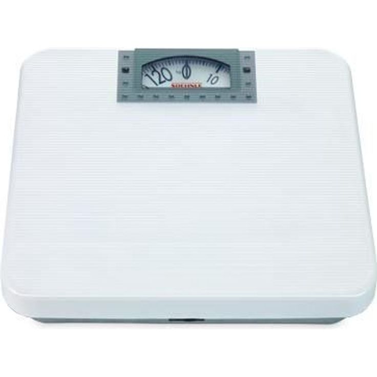 Soehnle Maya analoge Personenwaage mit 130 kg Tragkraft und 1 kg, Teilung, robuste und langlebige Waage, weiße Körperwaage mit rutschfesten Standfüßen