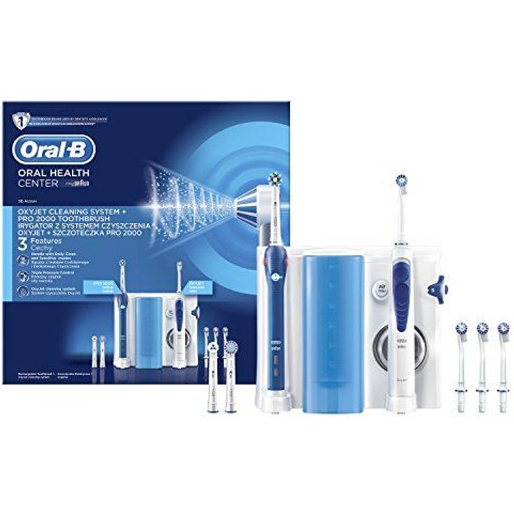 Oral-B Mundpflegecenter Pro 2000 Elektrische Zahnbürste + Oxyjet Munddusche für eine sanfte Reinigung am Zahnfleischrand – Bild 2