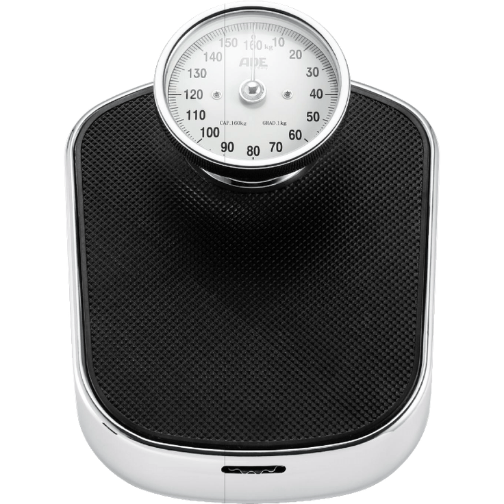 ADE Mechanische Personenwaage BM 702 Felicitas Analoge Badezimmerwaage mit auffälliger, hochgestellter und großer Skala im klassischen Design, Robuster Metall, Korpus und rutschfeste Wiegefläche