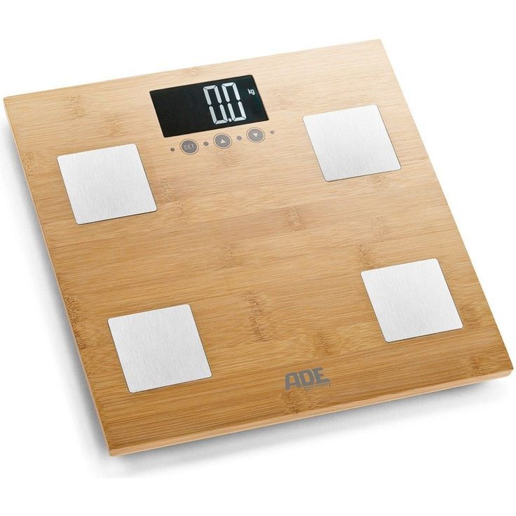 ADE Körperanalysewaage BA 914 Barbara, Digitale Personenwaage mit Körperfettanalyse, Wiegefläche aus echtem Bambus zur präzisen Gewichtsbestimmung, Analyse von Körperwasser und Muskelmasse, Braun