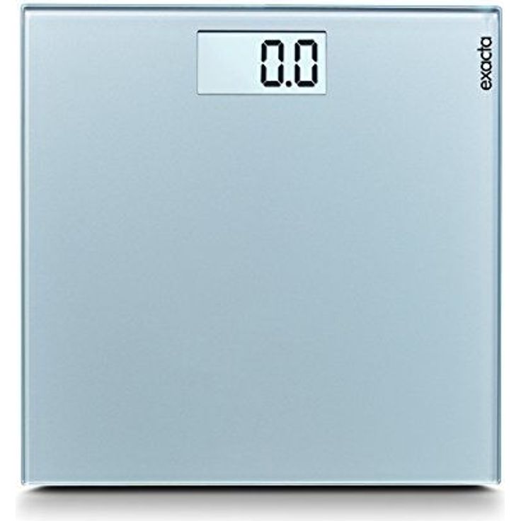 Exacta Digitale Personenwaage Comfort mit Ein- und Ausschaltfunktion, Körperwaage mit praktischer LCD, Anzeige, Waage für hohe Standsicherheit und großer Trittfläche aus Sicherheitsglas