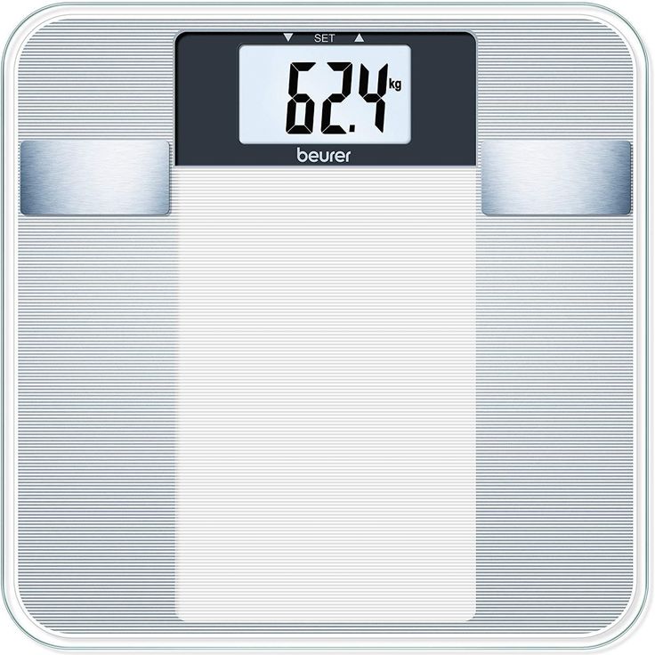 Beurer BG 13 Glas, Diagnosewaage mit großer LCD, Anzeige, misst Gewicht, Körperfett, Körperwasser, Muskelanteil und BMI