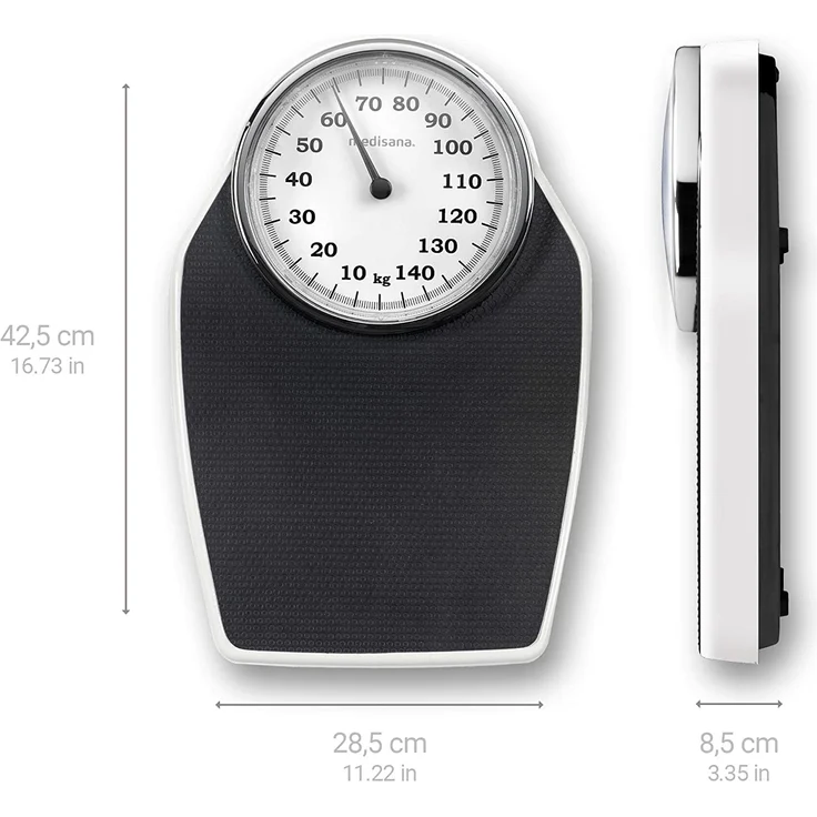 medisana PSD mechanische Personenwaage bis 150 kg, analog, Retrowaage im klassischem Design Badezimmerwaage im klassichen Design und großer Skala – Bild 2