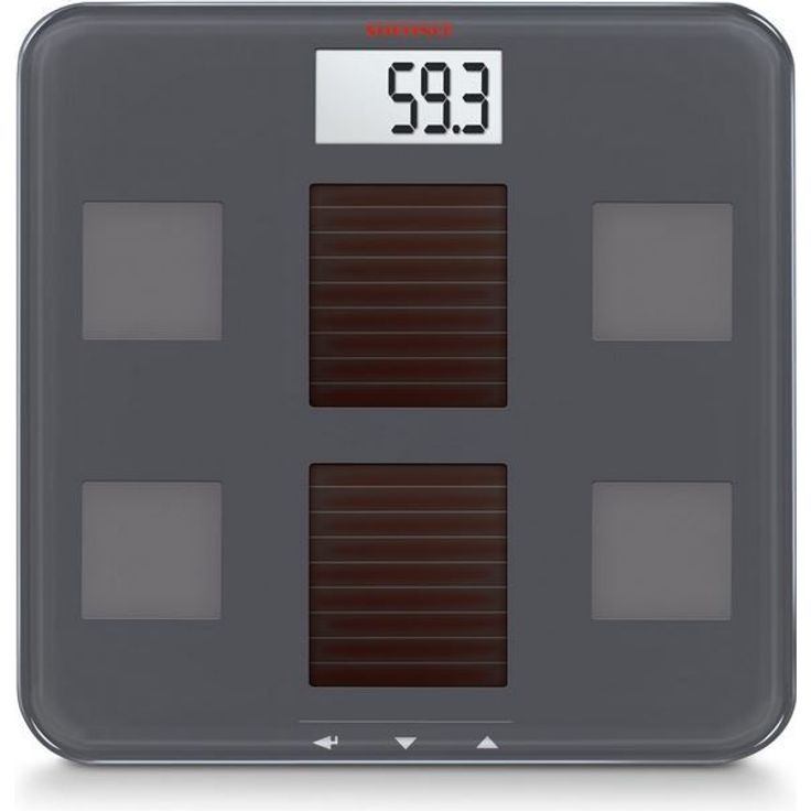 Soehnle Digitale Personenwaage Solar Fit mit Tages- und Kunstlichtfunktion, Körperwaage mit praktischer LCD-Anzeige, Waage ermittelt Gewicht, Körperfett, und Wasseranteil, keine Batterien notwendig