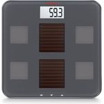 Soehnle Digitale Personenwaage Solar Fit mit Tages- und Kunstlichtfunktion, Körperwaage mit praktischer LCD-Anzeige, Waage ermittelt Gewicht, Körperfett, und Wasseranteil, keine Batterien notwendig