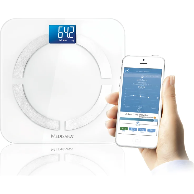 medisana BS 430 connect, digitale Körperanalysewaage 180 kg, Personenwaage zur Messung von Körperfett, Körperwasser, Muskelmasse und Knochengewicht, Körperfettwaage mit Körperanalyse App – Bild 7