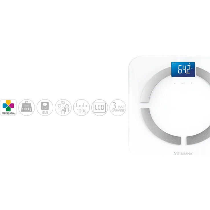 medisana BS 430 connect, digitale Körperanalysewaage 180 kg, Personenwaage zur Messung von Körperfett, Körperwasser, Muskelmasse und Knochengewicht, Körperfettwaage mit Körperanalyse App – Bild 5