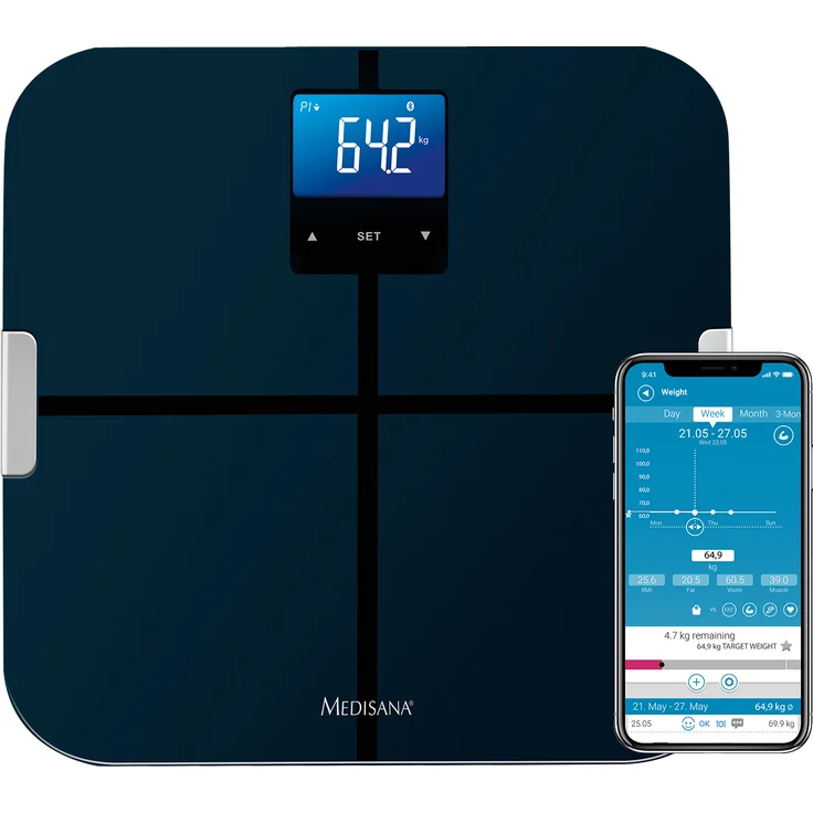 medisana  BS 440 connect  digitale Körperanalysewaage  mit Körperfettanalyse App  Personenwaage zur Messung von Körperfett Körperwasser Muskelmasse und Knochengewicht  Personen Waage bis 180 kg – Bild 4
