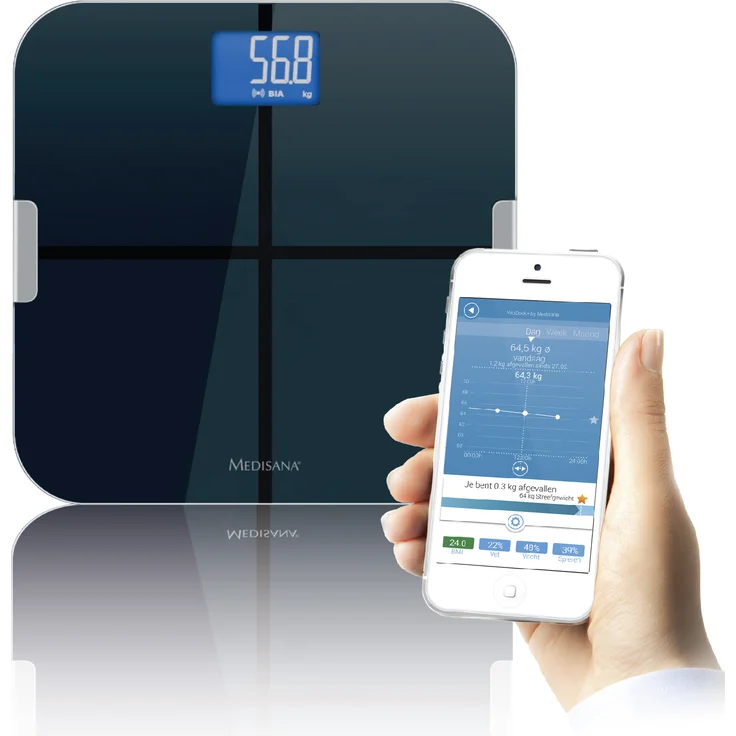 medisana  BS 440 connect  digitale Körperanalysewaage  mit Körperfettanalyse App  Personenwaage zur Messung von Körperfett Körperwasser Muskelmasse und Knochengewicht  Personen Waage bis 180 kg – Bild 5