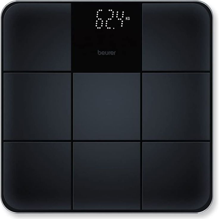 Beurer GS 235 Glaswaage, Digitale Personenwaage mit Magic, Display, Anti, Rutsch Oberfläche in matter Fliesenoptik, Ein, und Abschaltautomatik, schwarz