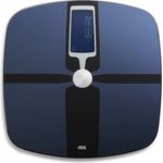 ADE Körperfettwaage BA 1600 FITvigo Personenwaage mit App, Bluetooth zur Analyse von Gewicht, Körperfett, Körperwasser, Muskelmasse, BMI blau