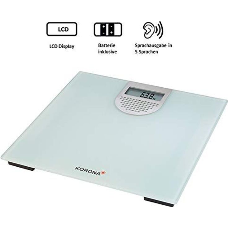 Korona 77715 Digitale Personenwaage Sonja, Sprechende Waage aus Glas, Profi Körperwaage digital mit Sprachausgabe – Bild 4