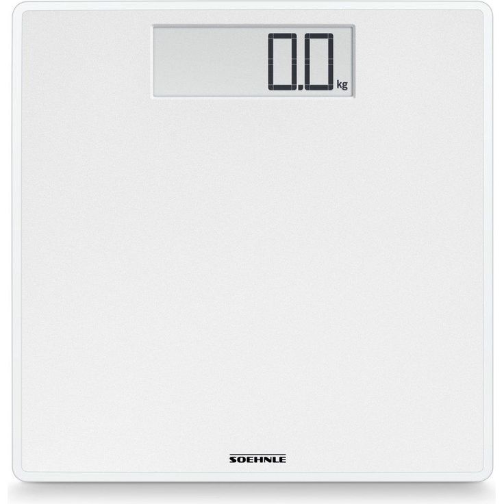 Soehnle Style Sense Safe 100 Personen Digitalwaage mit extragroßer LCD, Anzeige, Waage mit rutschhemmenden Standfüßen, flache Personenwaage, Weiß