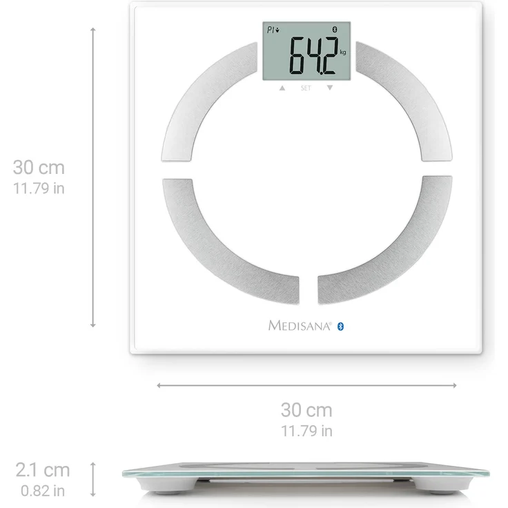 medisana BS 444 connect Körperanalysewaage 180 kg, Personenwaage zur Messung von Körperfett, Körperwasser, Muskelmasse und Knochengewicht mit Bluetooth und Analyse App – Bild 2