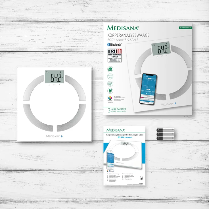 medisana BS 444 connect Körperanalysewaage 180 kg, Personenwaage zur Messung von Körperfett, Körperwasser, Muskelmasse und Knochengewicht mit Bluetooth und Analyse App – Bild 7