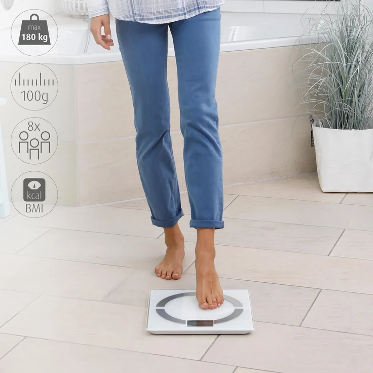 medisana BS 444 connect Körperanalysewaage 180 kg, Personenwaage zur Messung von Körperfett, Körperwasser, Muskelmasse und Knochengewicht mit Bluetooth und Analyse App – Bild 4