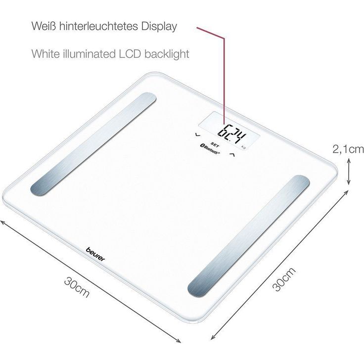 Beurer BF 600 Diagnosewaage weiß, Messung von Körperfett, Körperwasser, Muskelanteil und Knochenmasse, Kalorienbedarf AMR, BMR, BMI, mit App, zertifizierter Datenschutz – Bild 2