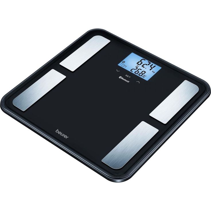 Beurer BF 850 Diagnosewaage schwarz, extra große Trittfläche, Messung von Körperfett, Körperwasser, Muskelanteil und Knochenmasse, Kalorienbedarf AMR, BMR, BMI, mit App, zertifizierter Datenschutz