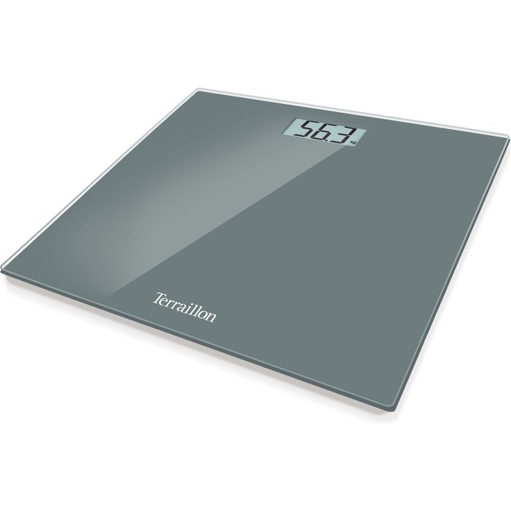 Terraillon Elektronische Personenwaage, Ultra flach, Automatisches Ein, und Ausschalten, Große LCD, Anzeige, 150 kg, TX1500, Grau