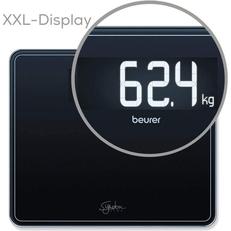 Beurer GS 410 black Signature Line Glas, Personenwaage, mit extra großer Trittfläche aus Sicherheitsglas, stylischem Schwarz, Display im XXL, Format und Tragkraft bis 200 kg – Bild 3