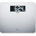 Beurer GS 405 Signature Line Edelstahlwaage, Glaswaage mit hochwertiger Edelstahloberfläche mit Anti, Fingerprint, Beschichtung, beleuchtetes XXL, Display für gute Lesbarkeit, Tragkraft 200 kg