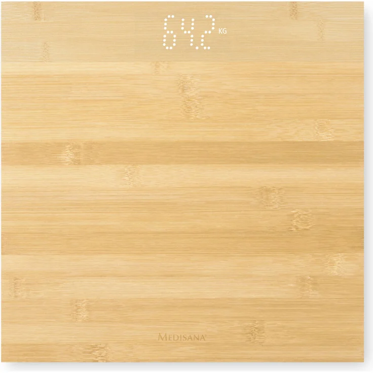 medisana PS 440 digitale Personenwaage aus Bambus bis 180 kg, Badezimmerwaage mit automatischer Abschaltung und unsichtbarem LED-Display – Bild 1