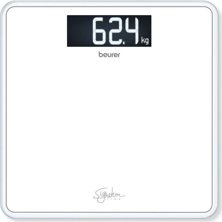 Beurer GS 400 white Signature Line Glas, Personenwaage, mit großer Trittfläche aus super weißem Sicherheitsglas, stylischer Schwarz, Display im XL, Format und Tragkraft bis 200 kg