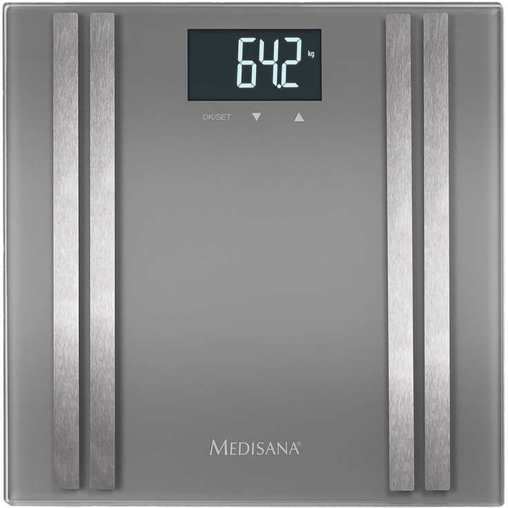 medisana BS 476 digitale Körperanalysewaage 180 kg, Personenwaage zur Messung von Körperfett, Körperwasser, Muskelmasse und Knochengewicht