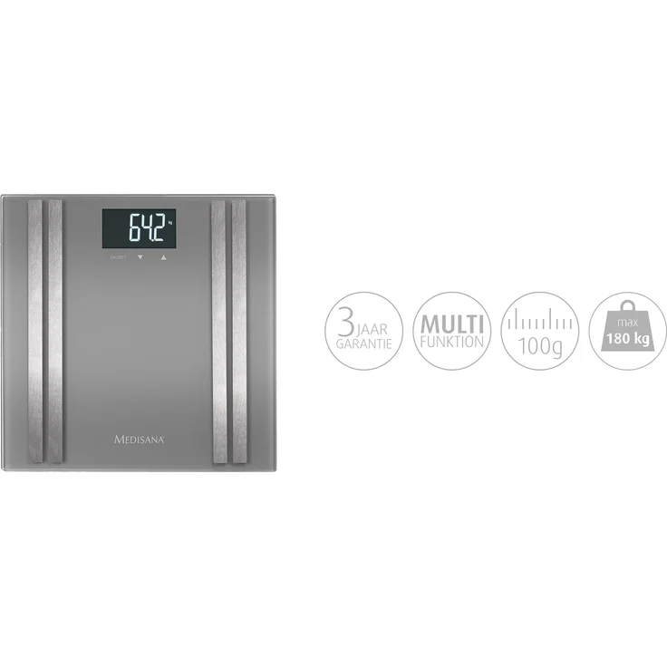 medisana BS 476 digitale Körperanalysewaage 180 kg, Personenwaage zur Messung von Körperfett, Körperwasser, Muskelmasse und Knochengewicht – Bild 5