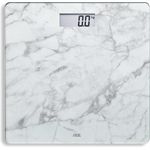 ADE Digitale Personenwaage BE 1711 Aurora in heller Marmor, Optik, Elektronische Badezimmerwaage mit eleganter Wiegefläche aus Sicherheitsglas zur genauen Gewichtsbestimmung bis 180 kg, Weiß
