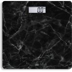ADE Digitale Personenwaage BE 1712 Aurora in dunkler Marmor, Optik, Elektronische Badezimmerwaage mit eleganter Wiegefläche aus Sicherheitsglas zur genauen Gewichtsbestimmung bis 180 kg, Schwarz