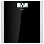 Etekcity Personenwaage Digital Waage Personen Körperwaage Ultraschlanke Gewichtswaage mit Hochpräzisions-Sensoren klare LCD-Anzeige und gehärtetem Sicherheitsglas, 5kg-180kg, Slim Design, Schwarz