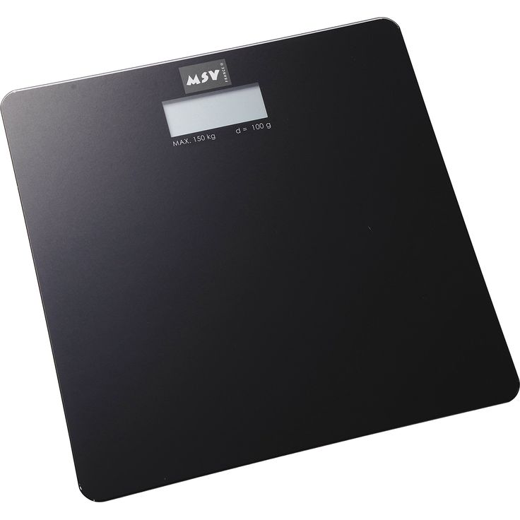 MSV Digitale Personenwaage Körperwaage Waage Gewichtswaage aus Sicherheitsglas, Slim Design, Schwarz