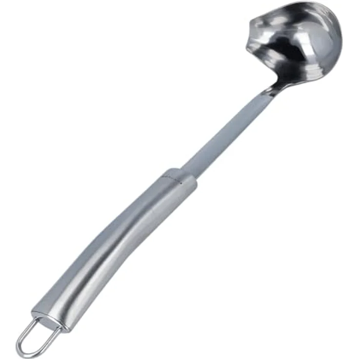 EUROHOME Saucenlöffel OLIVIA aus rostfreiem Edelstahl - Soßenkelle mit Ausgießer - Soßenlöffel 33,5 cm mit ergonomischem Griff - Suppenkelle Edelstahl aufhängbar - Spülmaschinengeeignete Saucenkelle – Bild 1
