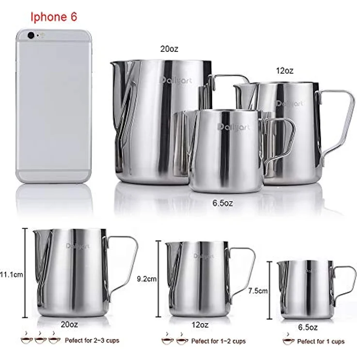 Dailyart Milk Pitcher 200ml, Edelstahl Milchkanne zum Aufschäumen, hitzebeständig, rostfrei, tropffreier Ausguss – Bild 4