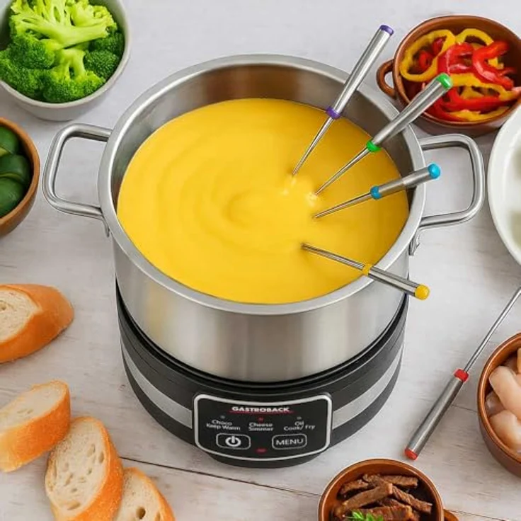 Gastroback 42568 Fondue Multicook 4 in 1, Induktionsgeeignetes Fondue Set für bis zu 8 Personen, Edelstahl, Schwarz – Bild 4