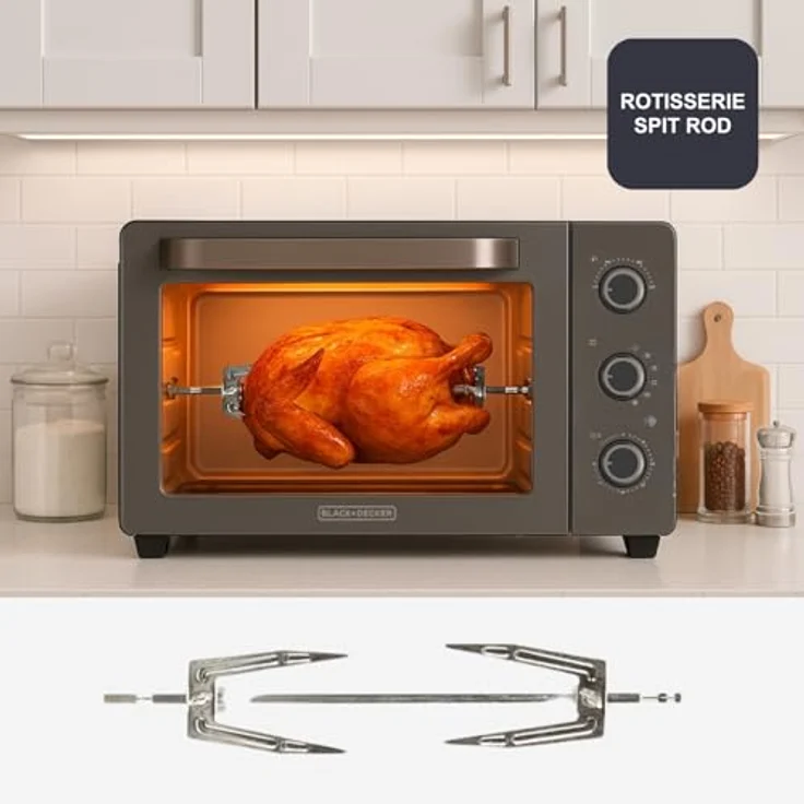 Black+Decker BXOV3000E, 30-Liter Tischbackofen mit 1500 W, Heißluftumwälzung und Grillfunktion, grau – Bild 6
