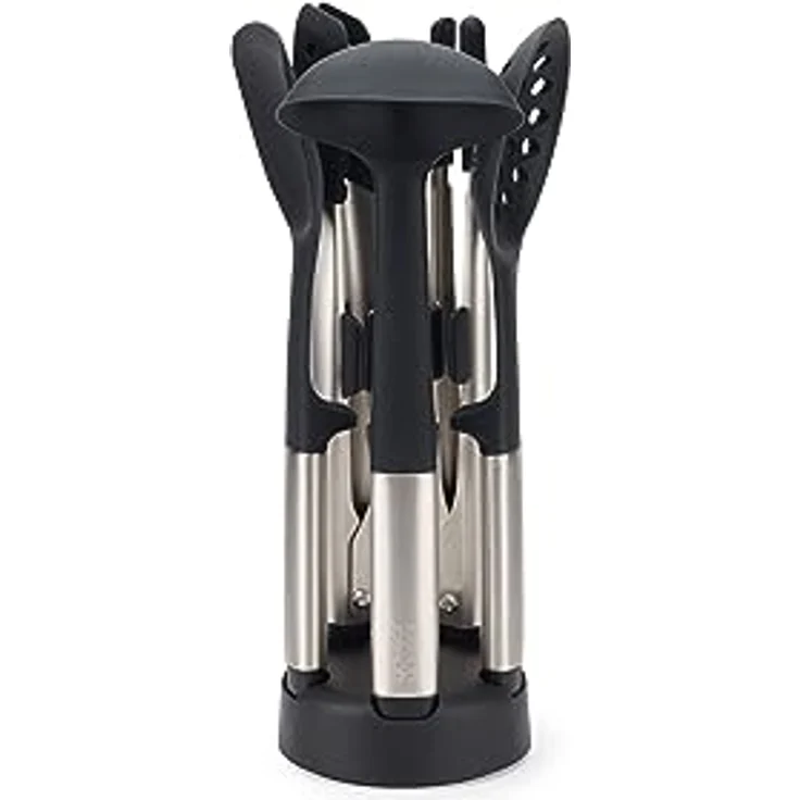 Joseph Joseph Elevate Fusion 5-teilig Silcone Küchenutensilien mit Kompaktständer, Küchenhelfer Set, hitzebeständig, antihaftbeschichtet, Edelstahlgriffe, BPA-frei, Kochlöffel Set – Bild 1