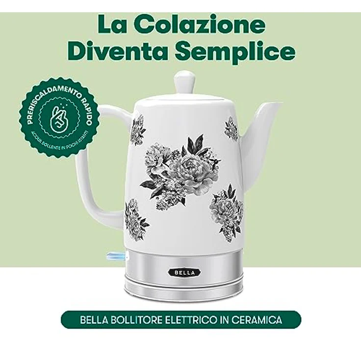 BELLA 1.5L Electric Ceramic Kettle - Black Floral – Bild 2