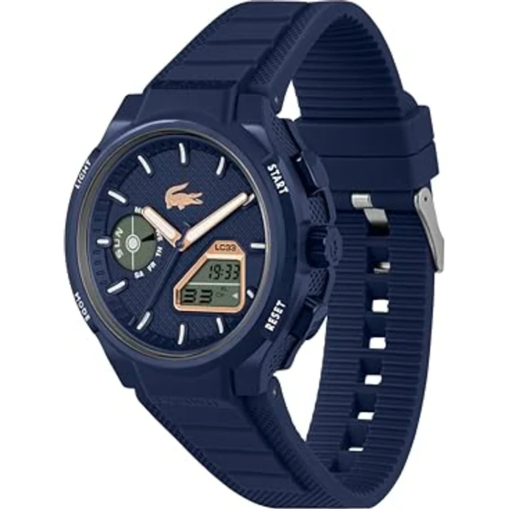 Lacoste LC33, Analoge-Digitale Multifunktions-Quarzuhr für Herren mit 45mm Navy TR90 Gehäuse, marinenblauem Silikonarmband und 10 ATM Wasserdichtigkeit – Bild 3