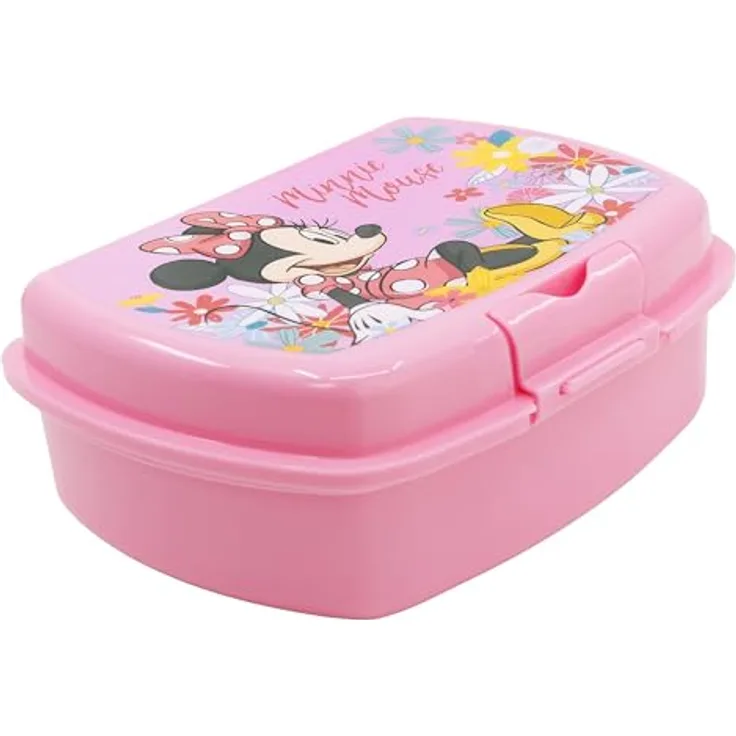 Disney Minnie Mouse Lunchbox, Kinder Brotdose für Kindergarten und unterwegs, kompakt, 18,1 x 13,9 x 6,7 cm, Polypropylen, Set mit 1x Deckel und 1x Schale
