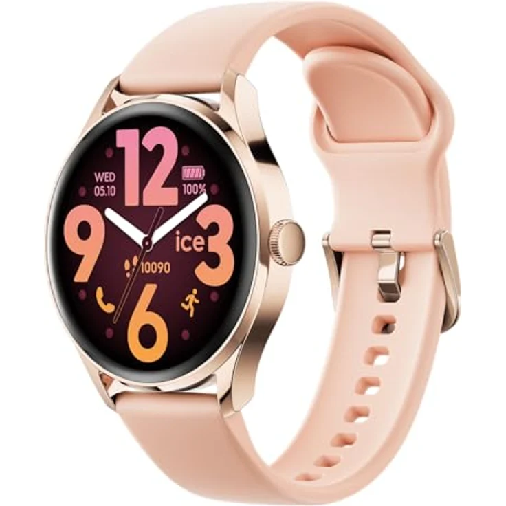 ICE-WATCH ICE Smart 3.0, Smartwatch mit 1,20 Zoll AMOLED-Display, GPS, Herzfrequenzmesser, rosa Silikonarmband und roségoldenem Gehäuse – Bild 2