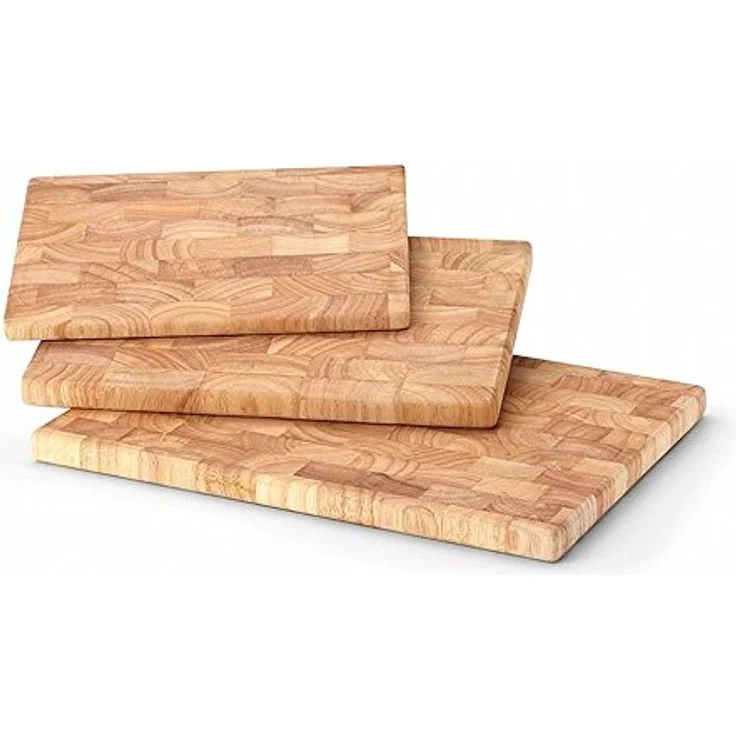 Continenta Gummibaum Stirnholz Profi Schneidebrett mit Mosaikmusterung, Tranchierbrett, Holzbrett ohne Füße, Größe: 30 x 21,5 x 2 cm – Bild 3