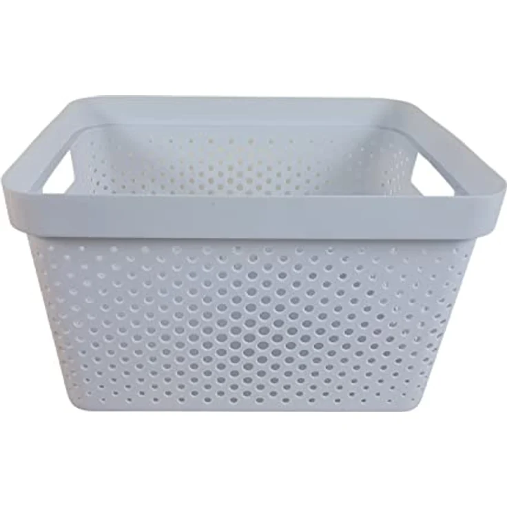 SESUA Aufbewahrungsbox 17L mit Bambusdeckel & Lochmuster schwarz weiss Kiste Ordnung Dekoration (weiss) – Bild 3