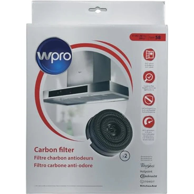 Whirlpool Ersatzteil-Set für Dunstabzugshauben, 2 Kohlefilter Typ 58 AKB000/1 – Bild 1